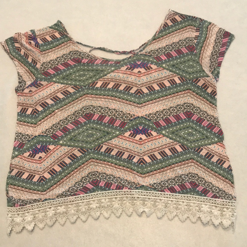 Hippie Rose summer top, lace bottom, large